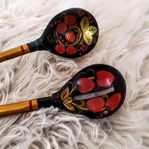 Vintage Russian strawberry vine serving spoons